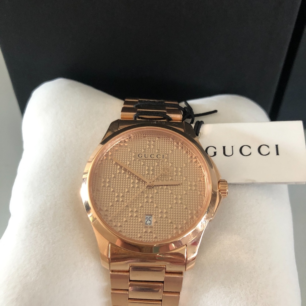 Gucci G-Timeless Rose Gold Dial Watch YA126482